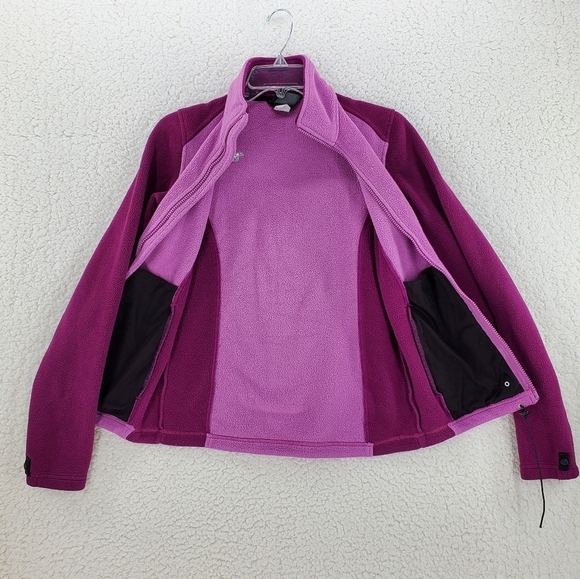 North Face Women XS Pink Purple Khumbu Zip Up Fleece Jacket Sweatshirt Flashdry - Picture 3 of 10